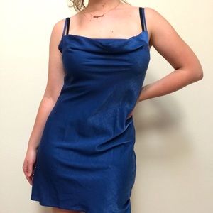 Blue Asymmetrical Silky Dress